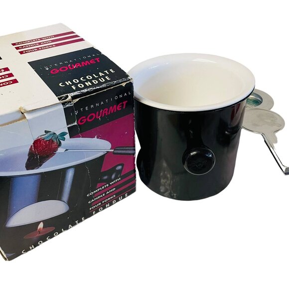 Gourmet Chocolate Fondue Set With Candle Four Forks - Picture 9 of 14